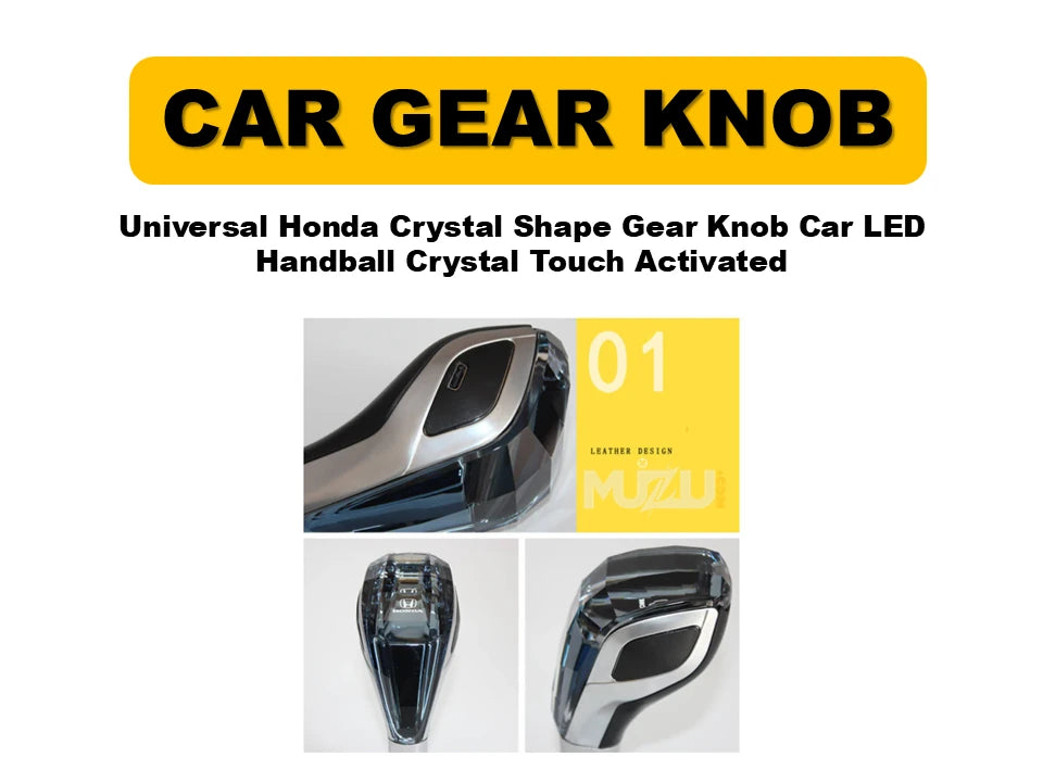 1 Pc Universal Honda Crystal Shape Gear Knob – LED Touch Activated Car Handball Shifter