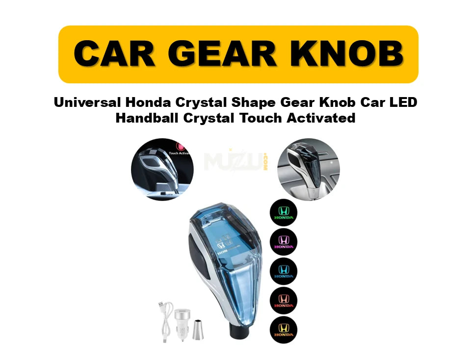 1 Pc Universal Honda Crystal Shape Gear Knob – LED Touch Activated Car Handball Shifter