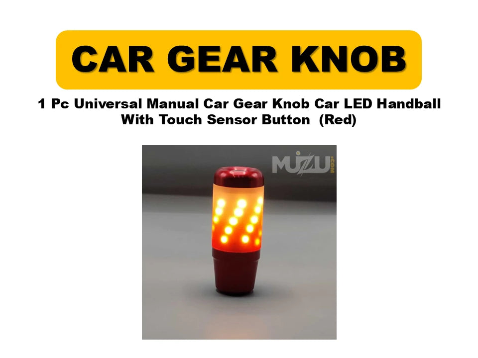 1 Pc Universal Manual Car Gear Shift Knob – LED Handball with Touch Sensor Button (Red)