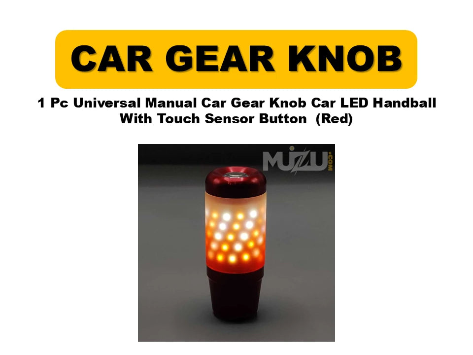 1 Pc Universal Manual Car Gear Shift Knob – LED Handball with Touch Sensor Button (Red)