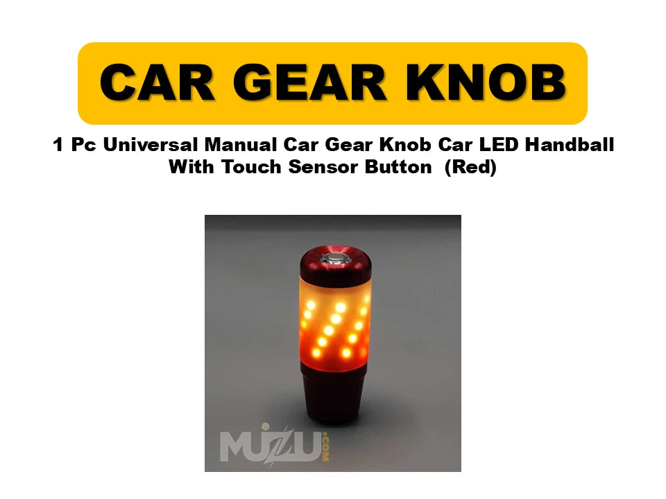 1 Pc Universal Manual Car Gear Shift Knob – LED Handball with Touch Sensor Button (Red)