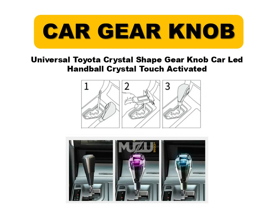 1 Pc Universal Toyota Crystal Shape Gear Knob – LED Touch Activated Car Handball Shifter