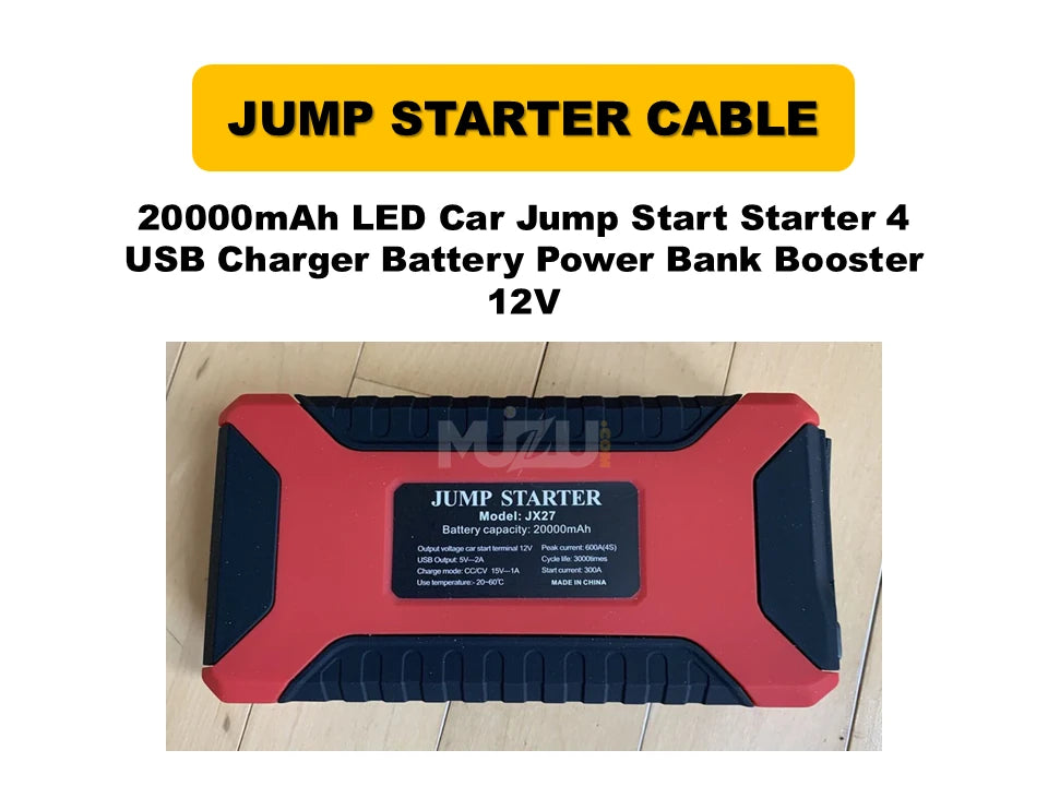 20000mAh LED Car Jump Starter – 12V Battery Booster & 4 USB Power Bank