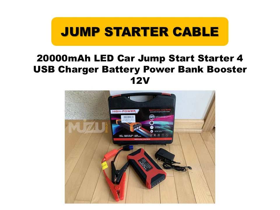 20000mAh LED Car Jump Starter – 12V Battery Booster & 4 USB Power Bank