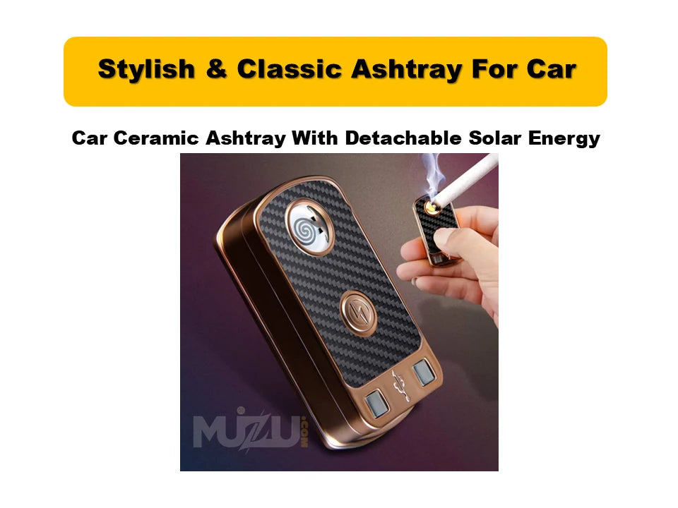 Car Ceramic Ashtray with Detachable Solar Energy – Modern LED Ashtray