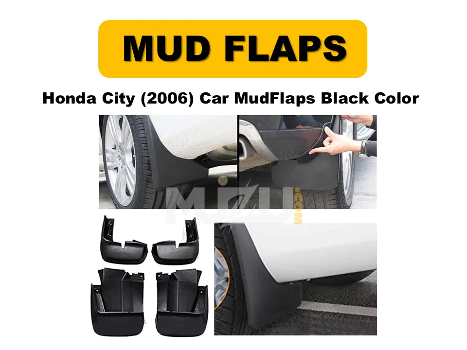 Car Mud Flaps Honda City 2006 – Black 4 Pcs Set with Color Box (Pakistan)