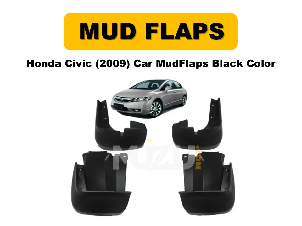Car Mud Flaps Honda Civic 2009 – Black 4 Pcs Set with Color Box (Pakistan)