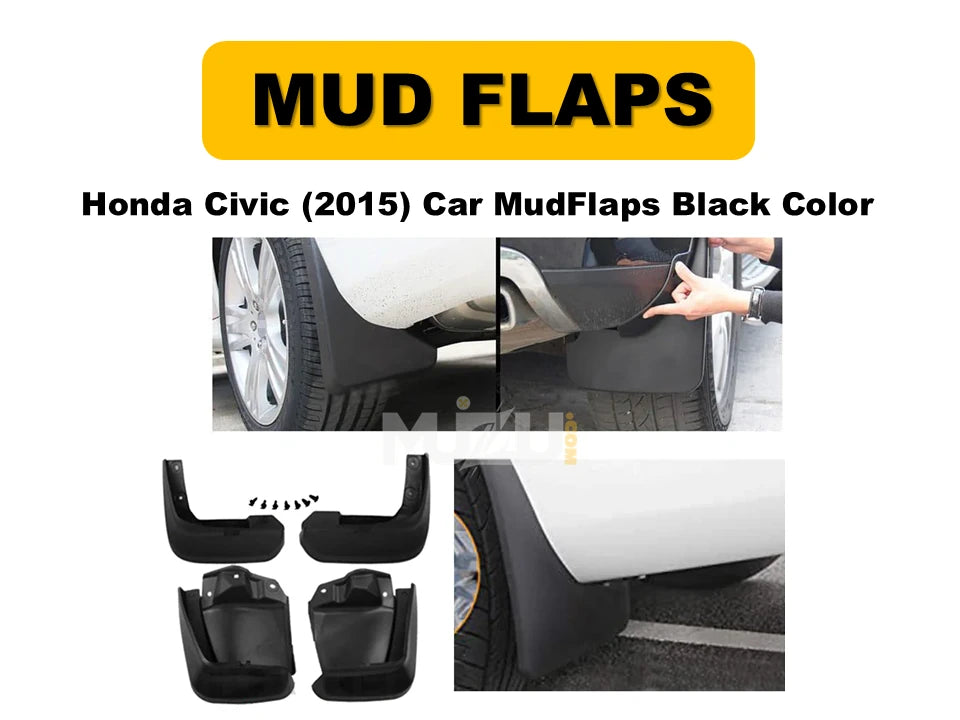 Car Mud Flaps Honda Civic 2015 – Black 4 Pcs Set with Color Box (Pakistan)