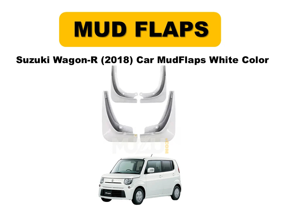 Car Mud Flaps Suzuki Wagon-R 2018 – White 4 Pcs Set with Colour Box Pack (Pakistan)