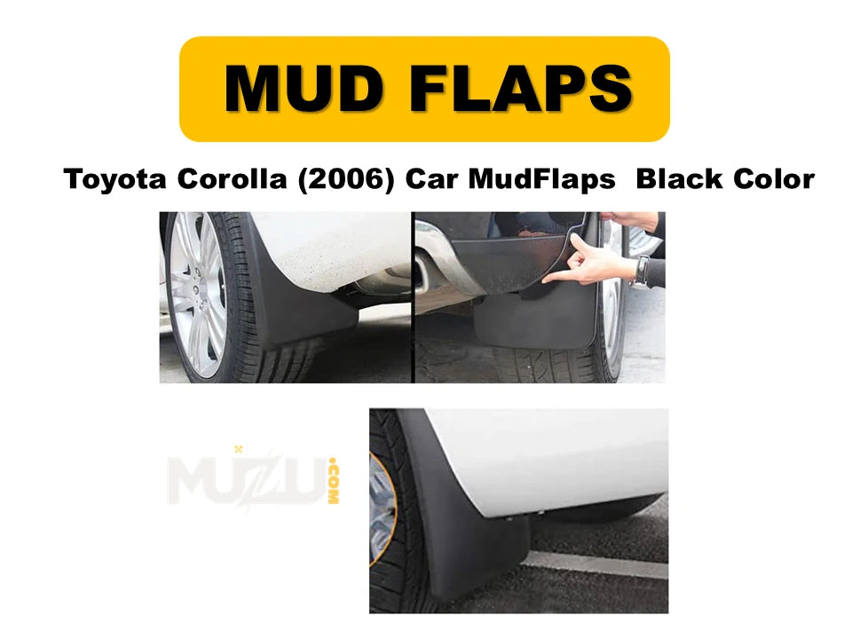 Car Mud Flaps Toyota Corolla 2006 – Black 4 Pcs Set with Colour Box Pack (Pakistan)