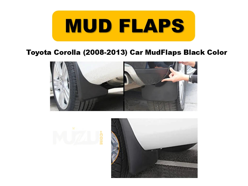 Car Mud Flaps Toyota Corolla 2008-2013 – Black 4 Pcs Set with Color Box (Pakistan)