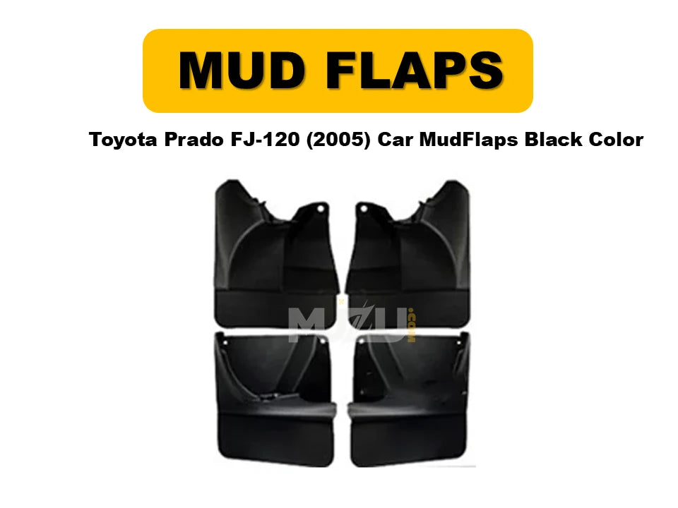 Car Mud Flaps Toyota Prado FJ-120 2005 – Black 4 Pcs Set Poly Bag Pack