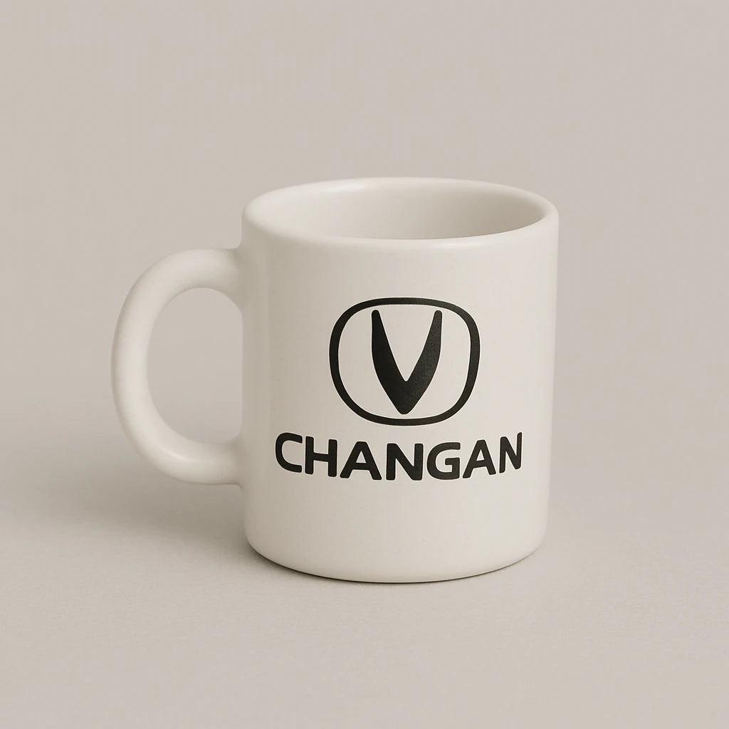 Changan Logo Mug – White Ceramic Coffee Cup for Car Enthusiasts
