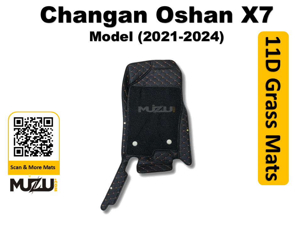 Changan Oshan X7 11D Floor Mats (2021–2024) – Mix Thread Black with Black Grass