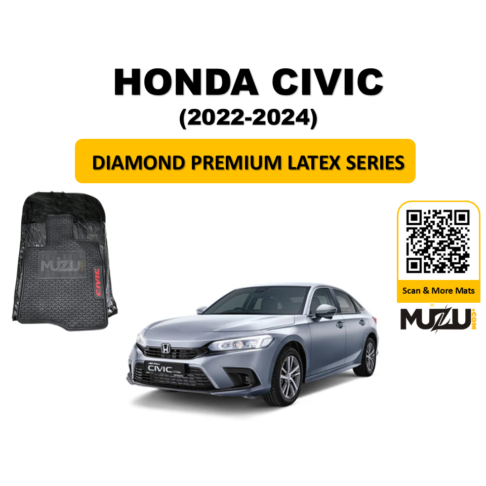 Diamond Premium Latex Series Car Floor Mats for Honda Civic 2022β2024