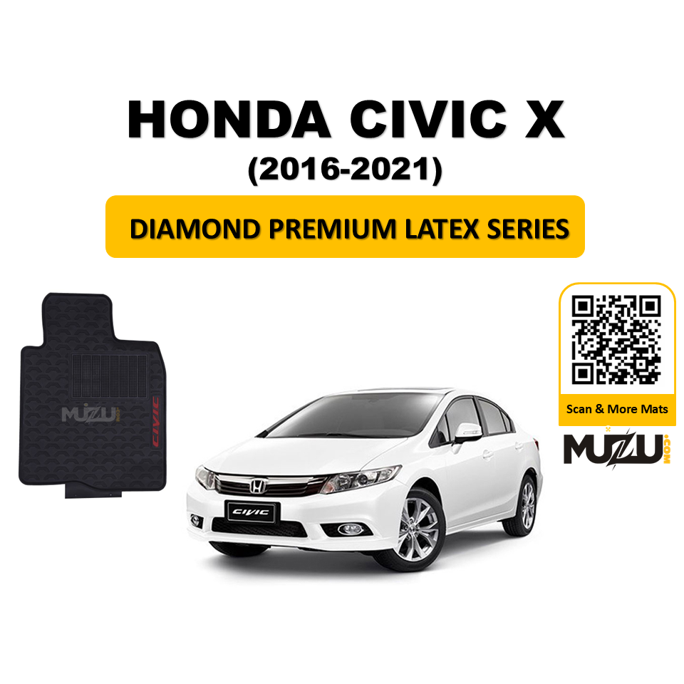 Diamond Premium Latex Series Car Floor Mats for Honda Civic X (2016–2021)