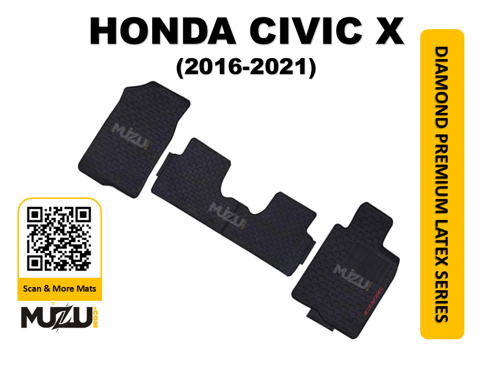 Diamond Premium Latex Series Car Floor Mats for Honda Civic X (2016–2021)