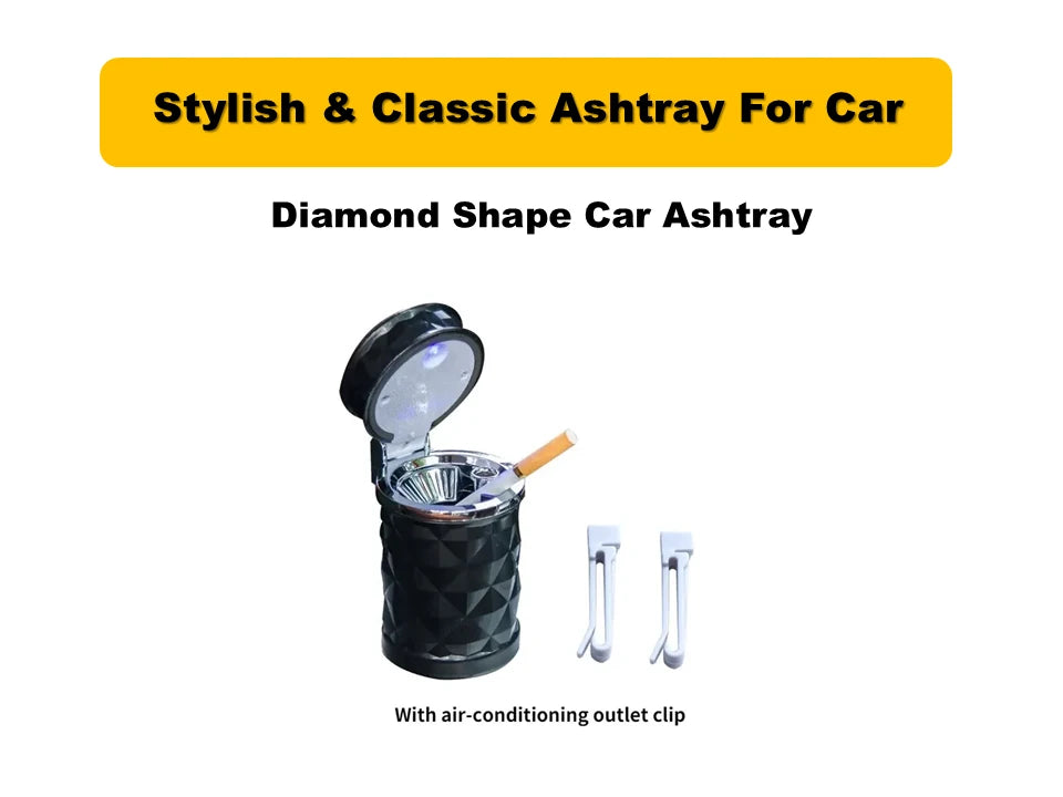 Diamond Shape Car Ashtray โ Stylish LED Luxury Ashtray for Cars