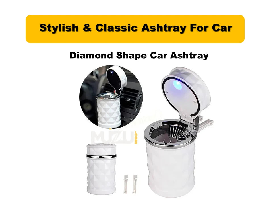 Diamond Shape Car Ashtray โ Stylish LED Luxury Ashtray for Cars