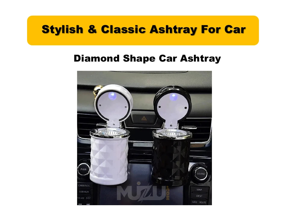 Diamond Shape Car Ashtray โ Stylish LED Luxury Ashtray for Cars