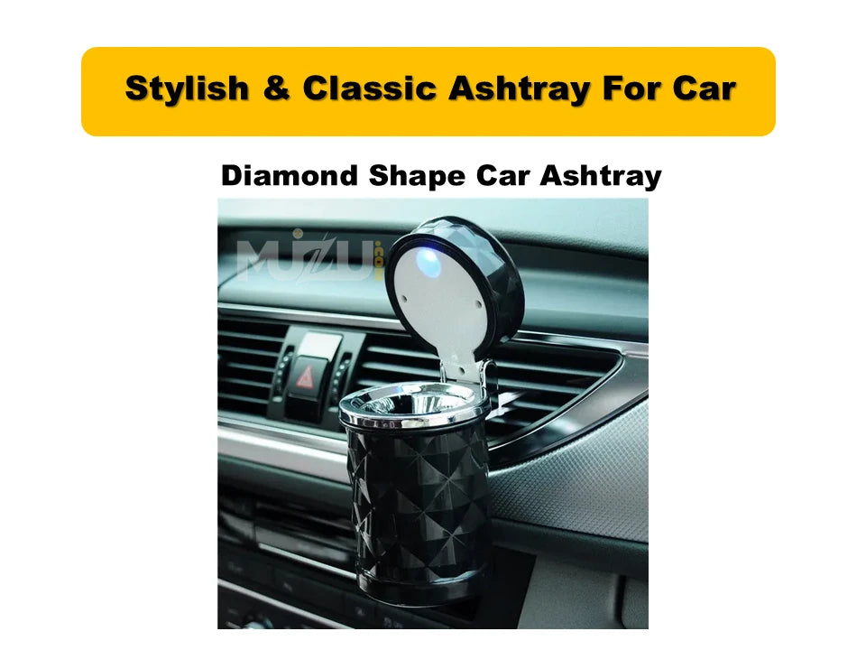 Diamond Shape Car Ashtray โ Stylish LED Luxury Ashtray for Cars