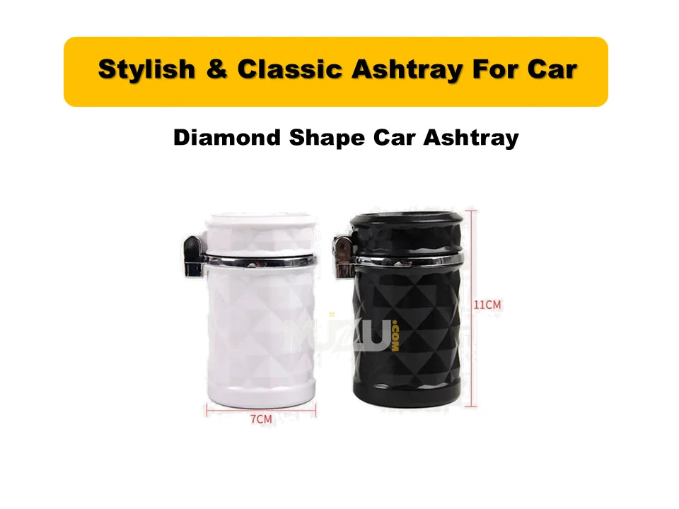 Diamond Shape Car Ashtray โ Stylish LED Luxury Ashtray for Cars