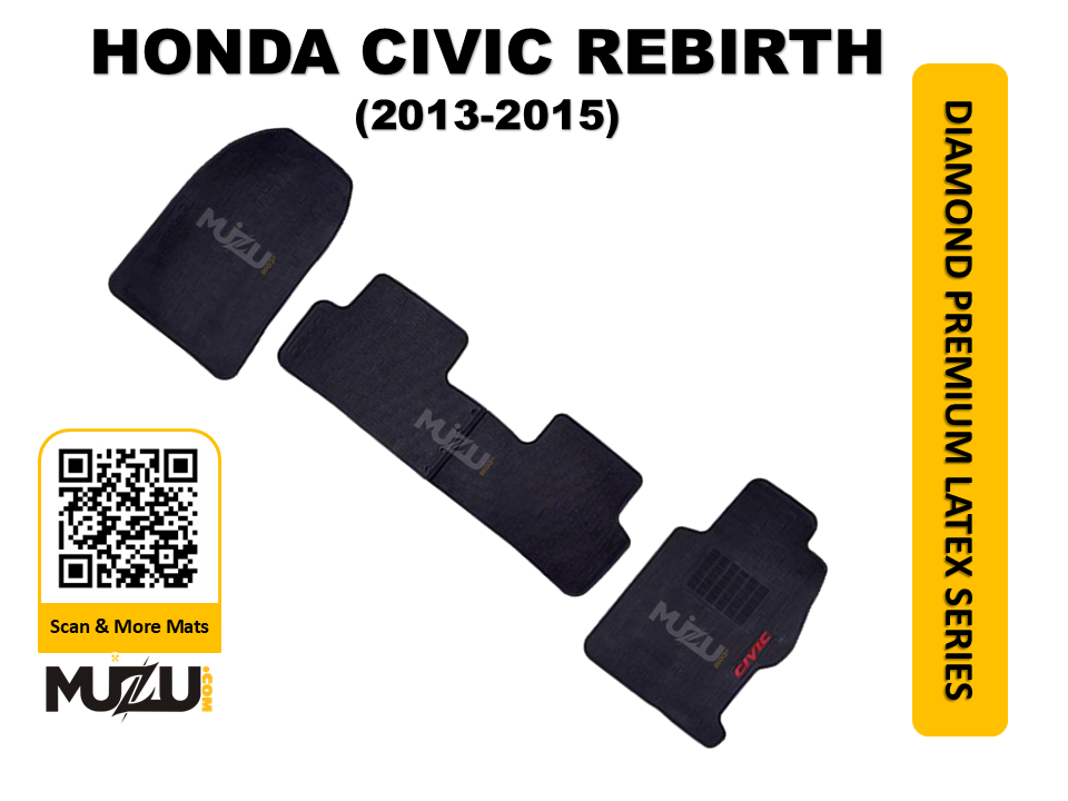 Diamond Premium Latex Car Floor Mats for Honda Civic Rebirth (2013–2015)