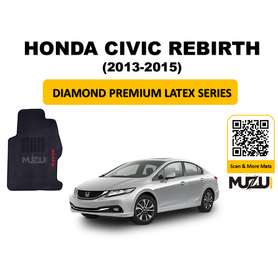Diamond Premium Latex Car Floor Mats for Honda Civic Rebirth (2013–2015)
