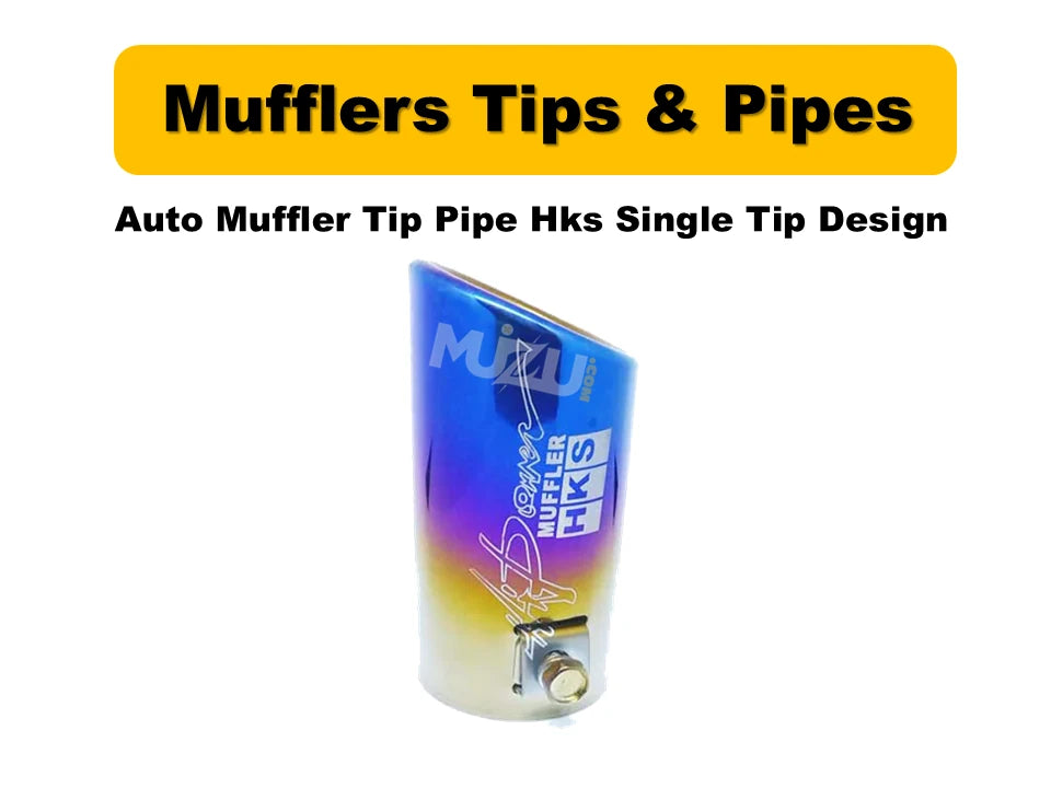 HKS Style Single Tip Exhaust Muffler – Stainless Steel Burnt, 2.5” Inlet & Outlet, Universal Fit
