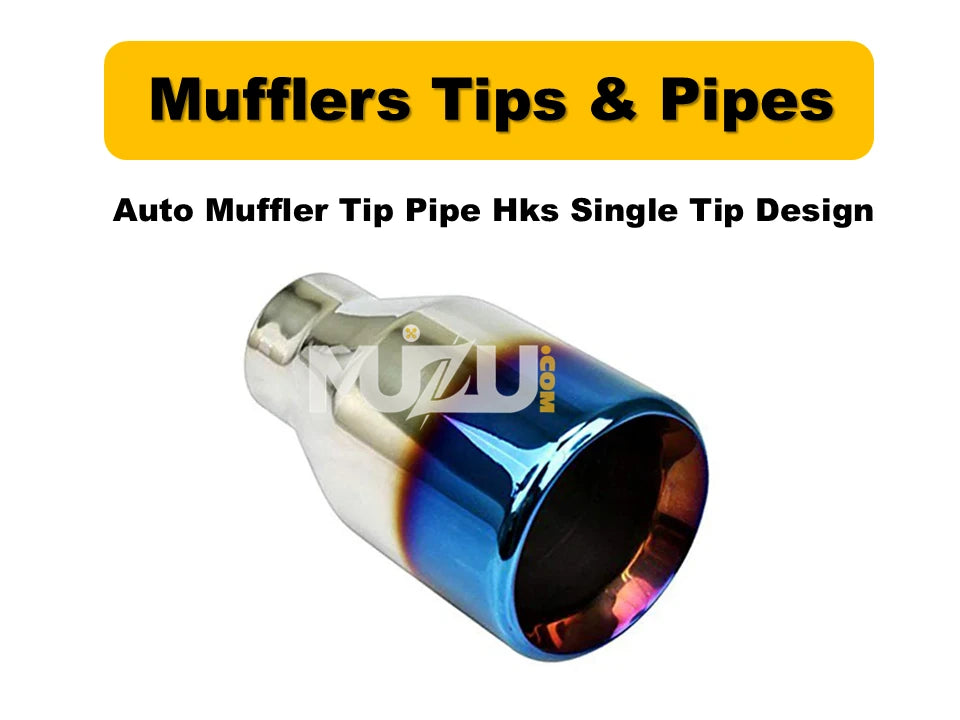 HKS Style Single Tip Exhaust Muffler – Stainless Steel Burnt, 3” Inlet 3.5” Outlet, Universal Fit