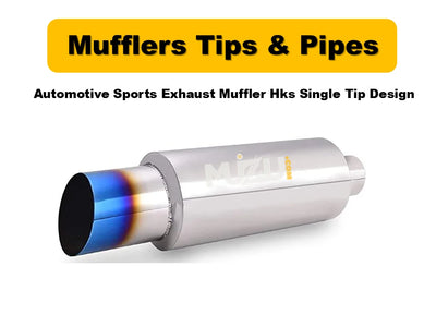HKS Style Single Tip Sports Exhaust Muffler – Stainless Steel Burnt, 2” Inlet 3” Outlet, 20” Length, Universal Fit