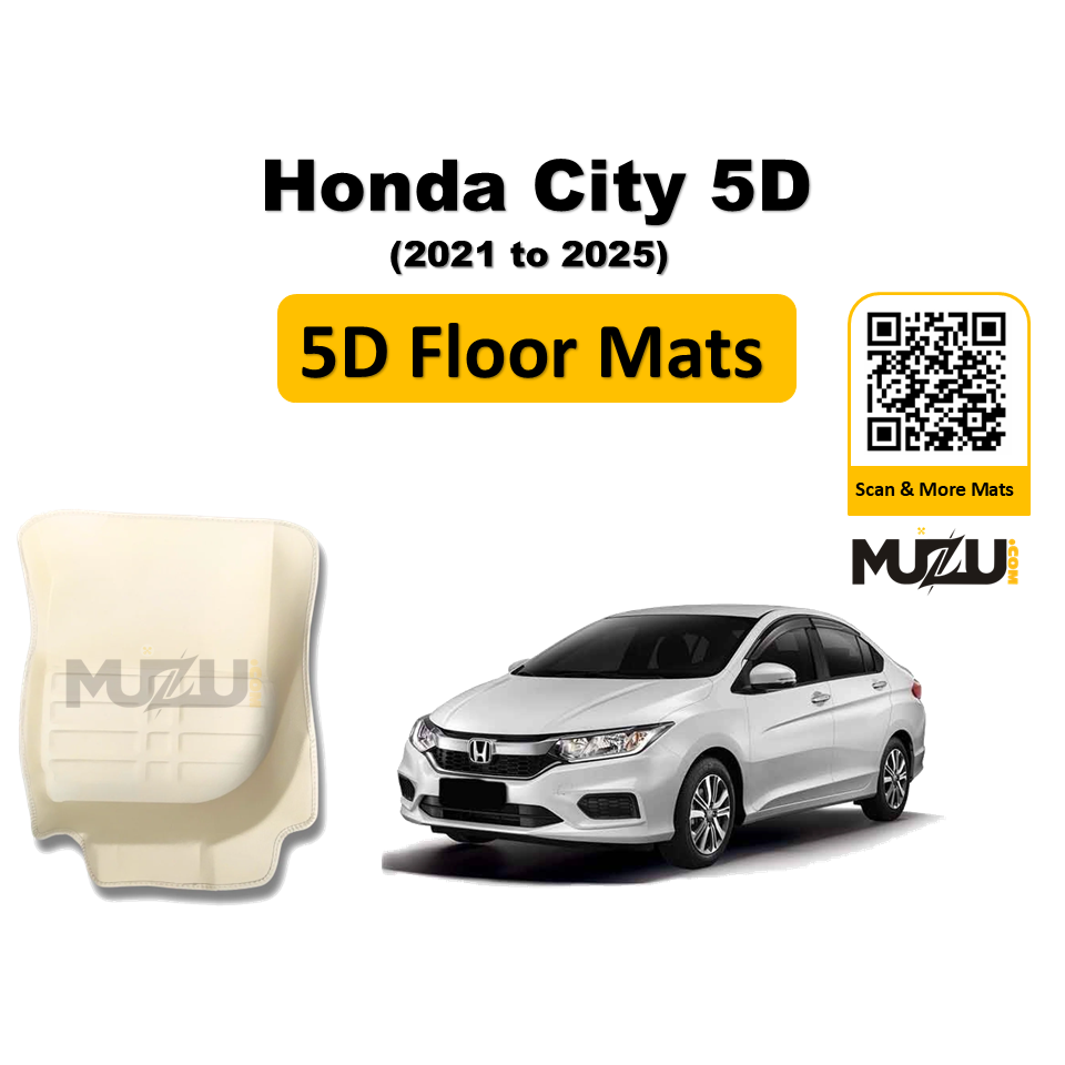 Honda City 5D Beige Car Floor Mats (2021–2025) – Luxury Custom Fit