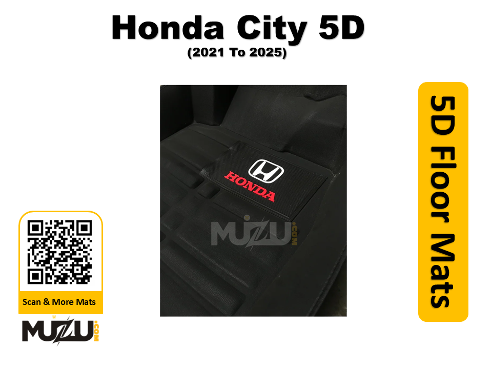 Honda City 5D Black Car Floor Mats (2021–2025) – Premium Custom Fit