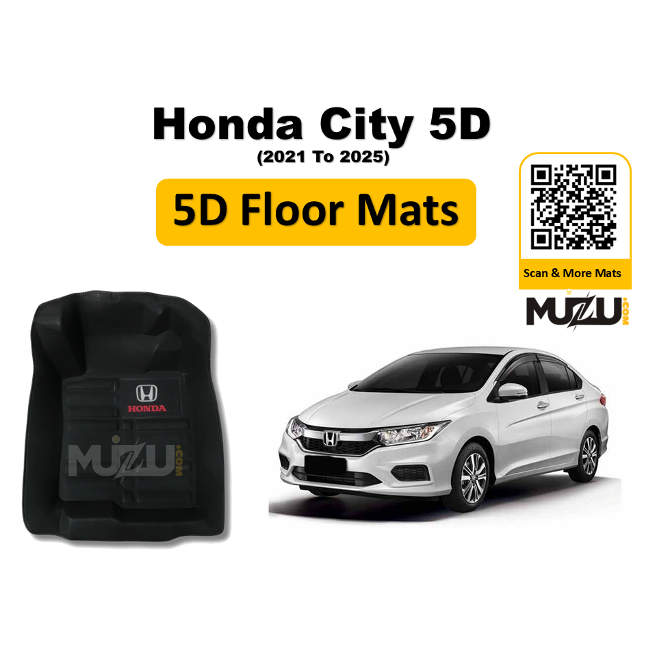 Honda City 5D Black Car Floor Mats (2021–2025) – Premium Custom Fit