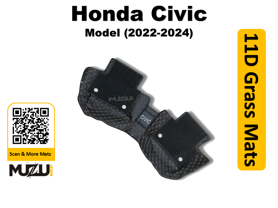 Honda Civic 11D Floor Mats (2022–2024) – Mix Thread Black with Black Grass  Luxury Custom Fit