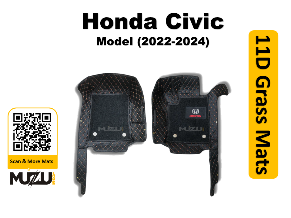 Honda Civic 11D Floor Mats (2022–2024) – Mix Thread Black with Black Grass  Luxury Custom Fit