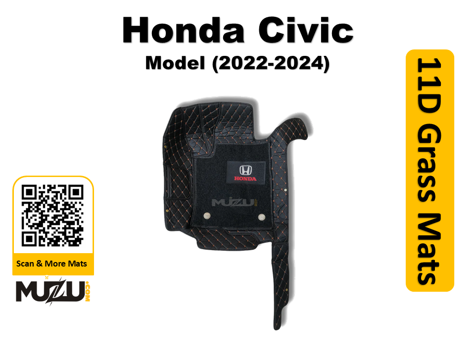 Honda Civic 11D Floor Mats (2022–2024) – Mix Thread Black with Black Grass  Luxury Custom Fit
