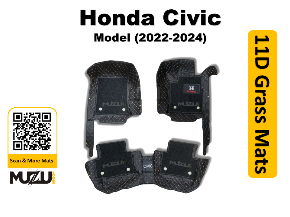 Honda Civic 11D Floor Mats (2022–2024) – Mix Thread Black with Black Grass  Luxury Custom Fit