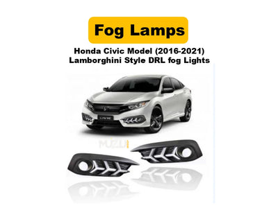 Honda Civic 2016–2021 Lamborghini Style DRL Fog Lights | LED Daytime Running Lights