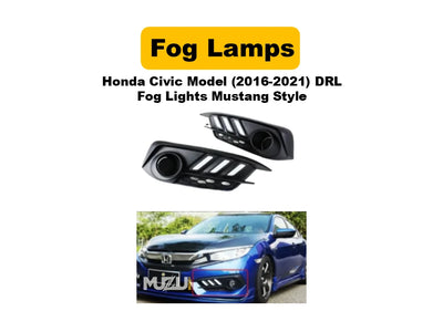 Honda Civic 2016–2021 Mustang Style DRL Fog Lights | LED Daytime Running Lights