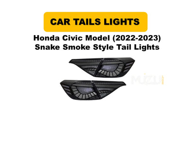Honda Civic 2022–2023 Snake Style Smoke LED Tail Lights – Sequential Indicators (Pair)