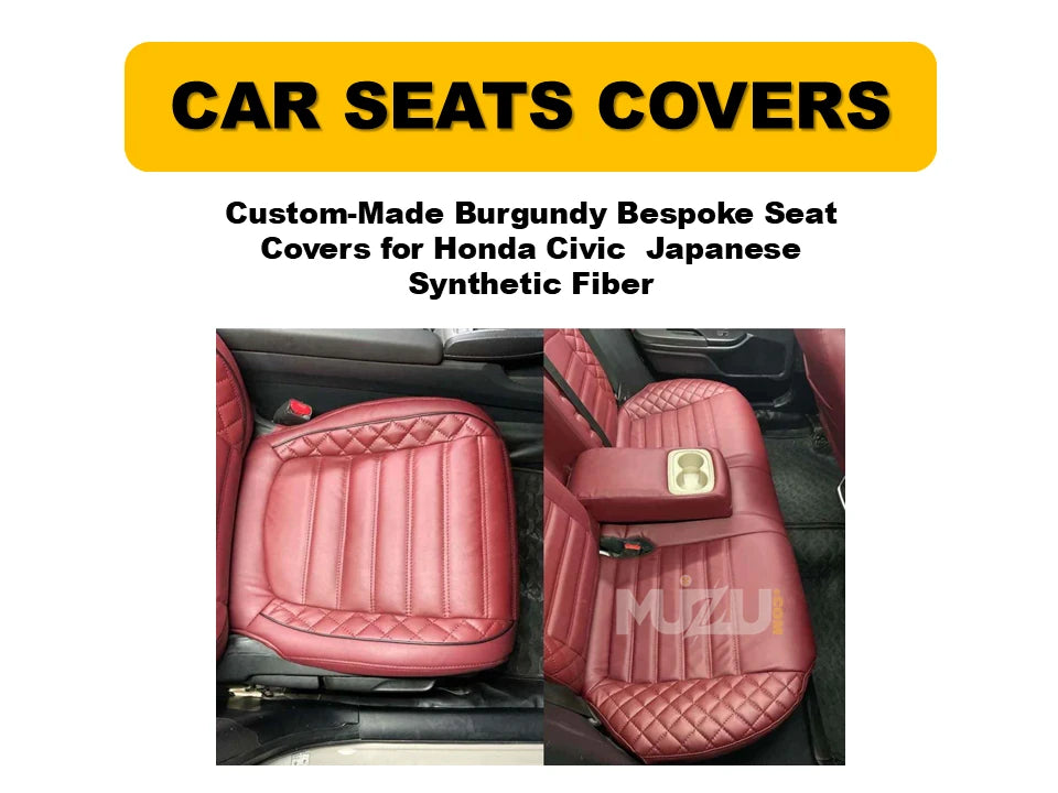 Honda Civic Custom-Made Burgundy Bespoke Seat Covers – Japanese Synthetic Fiber Collection