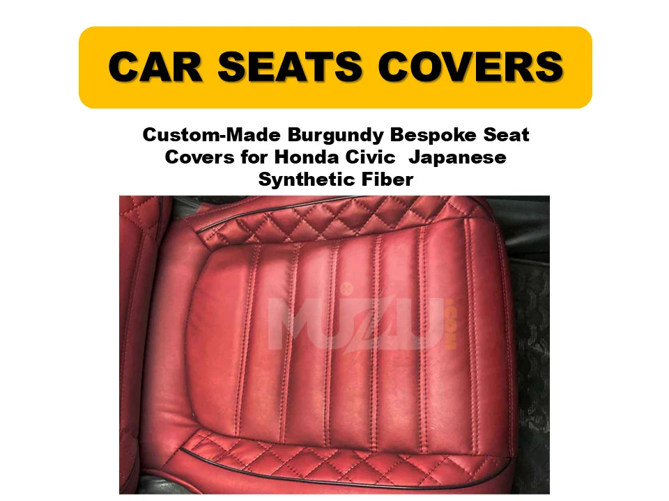 Honda Civic Custom-Made Burgundy Bespoke Seat Covers – Japanese Synthetic Fiber Collection