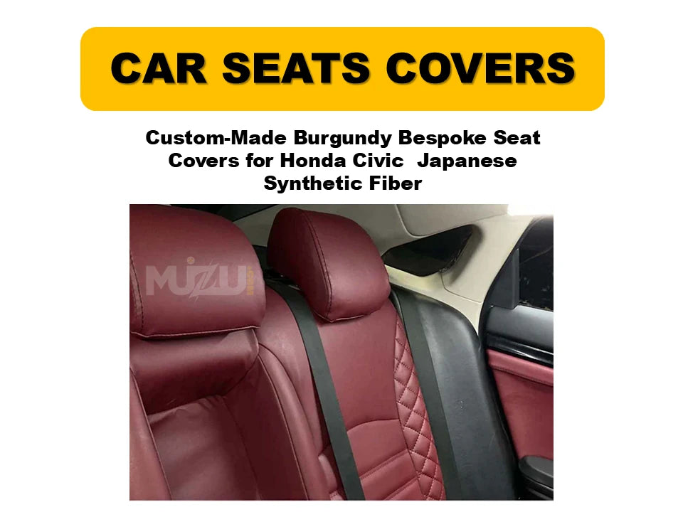 Honda Civic Custom-Made Burgundy Bespoke Seat Covers – Japanese Synthetic Fiber Collection