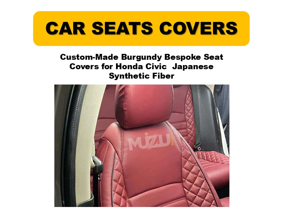 Honda Civic Custom-Made Burgundy Bespoke Seat Covers – Japanese Synthetic Fiber Collection