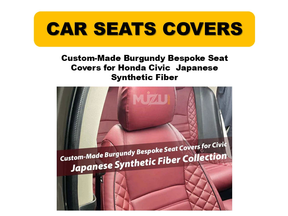 Honda Civic Custom-Made Burgundy Bespoke Seat Covers – Japanese Synthetic Fiber Collection
