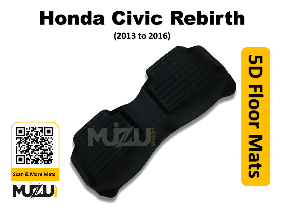 Honda Civic Rebirth 5D Car Floor Mats (2013–2016) | Custom Luxury Mats Black