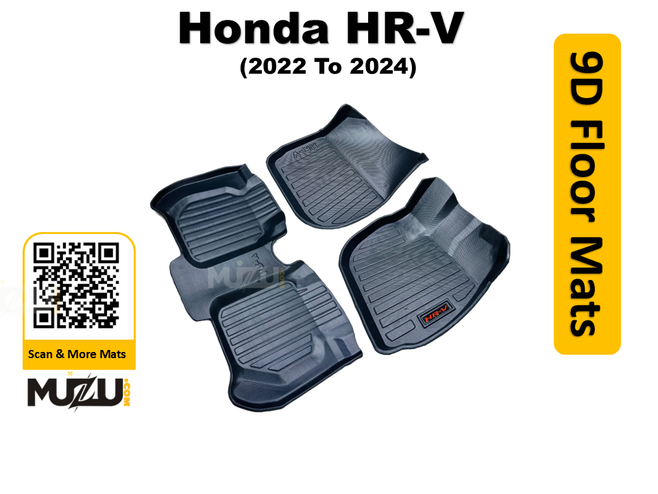 Honda HR-V 9D Plastic Car Floor Mats (2022–2024) – Premium Full Coverage