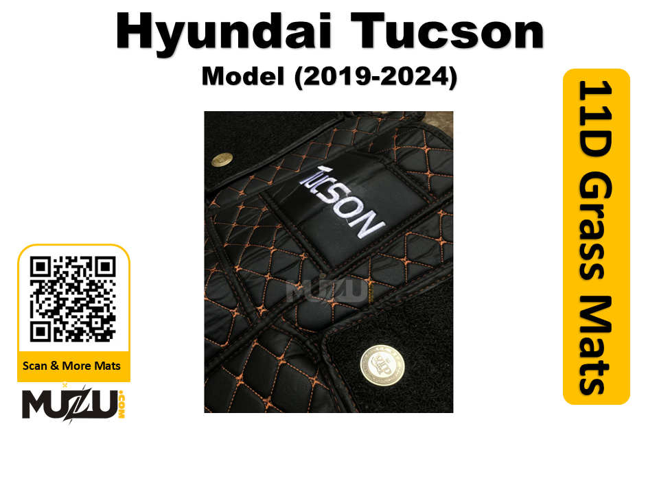 Hyundai Tucson 11D Floor Mats – Mix Thread Black with Black Grass (2019–2024)