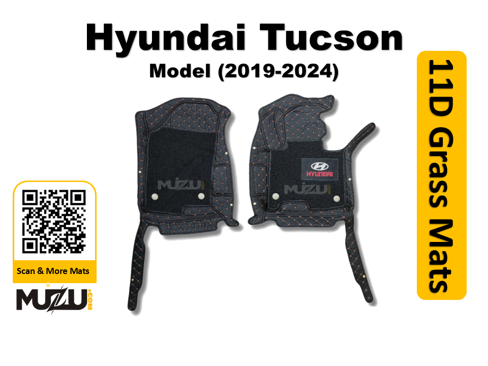 Hyundai Tucson 11D Floor Mats – Mix Thread Black with Black Grass (2019–2024)